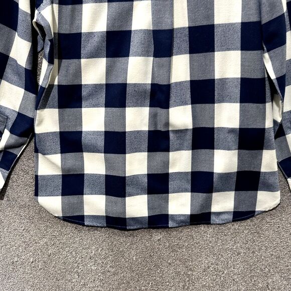Vineyard Vines Chilmark Button Top Women 10 Blue Buffalo Plaid Relaxed Flannel - Picture 8 of 15